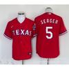 Mens MLB Texas Rangers Baseball Jersey Custom Embroidered Seager 5 Garcia 53 DeGrom 48 Short Sleeve Cotton Blend V-Neck Sportswear