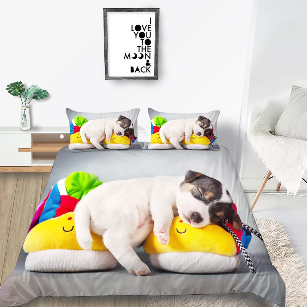 Nouvelle mode 3D chiens imprimés housse de couette ensemble de literie Loverly couverture haut de gamme housse de literie costume de luxe Textiles de maison Polyester