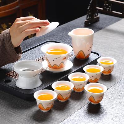 Wanli Shanhe Gift Tea Set Suet Jade Portable Tea Set Kuaike Cup Business Annual Meeting Souvenir