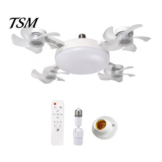 Foldable Blade Ceiling Fan 3/4/5 with Light & Remote Control, 2-in-1 Silent LED Drone Bedroom Blades, 3-Speed Dimmable E27 Socket for Kitchen