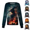 Women Casual Long Sleeve Button Front Cardigan Halloween Print Lightweight Pullover Sweatshirt Top for Everyday Wear