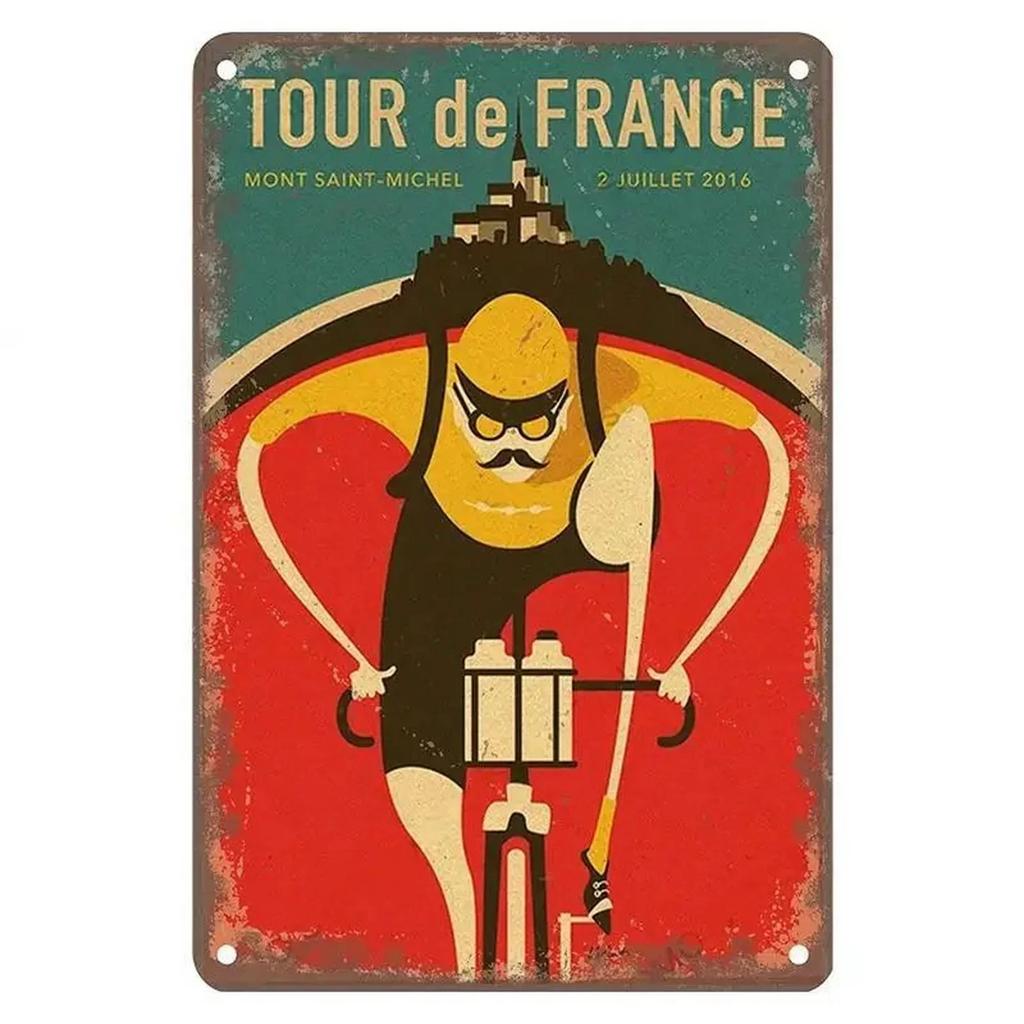 Mfoever Metal Tin Sign Tour De France Cycling Wall Decoration Plaque Vintage Poster Iron Painting for Man Cave Home Cafe Garden Club Bar