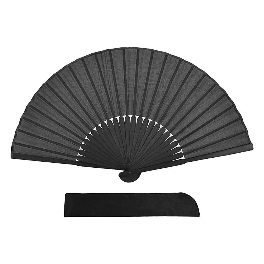 

Folding Hand Fan Black folding fan Black bamboo silk ladies handheld folding fan Portable Black Silk Hand Fan Home Decor Gift чорний