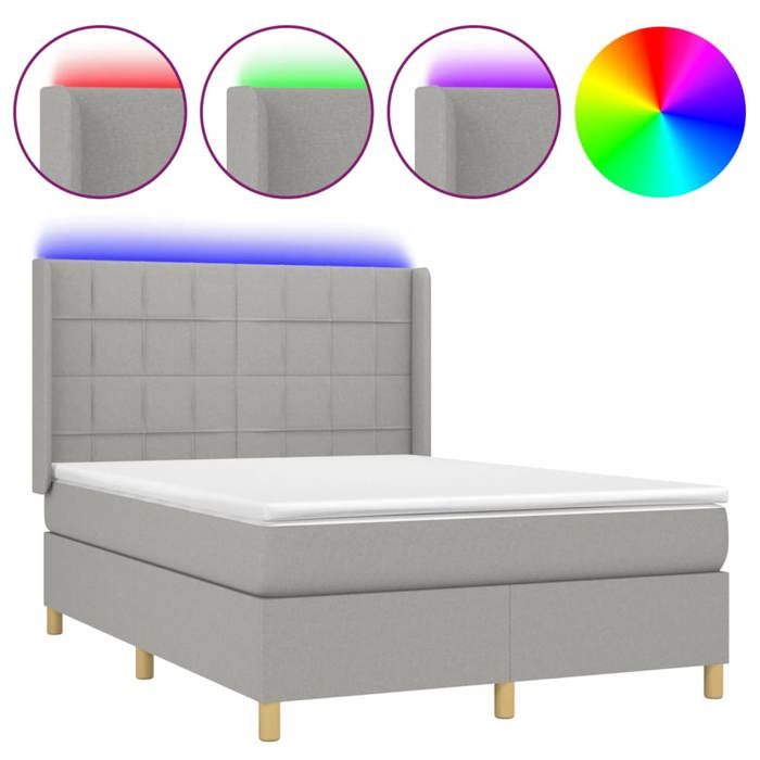 VidaXL Bed Slatted Base with Mattress and LEDs, Upholstered Bed, Double Bed, Adult Bed for Interior Bedroom, 3138877