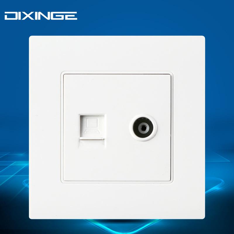 Ivory White 86 Type Single Port Network Wall Socket for Broadband and Computer Connectivity