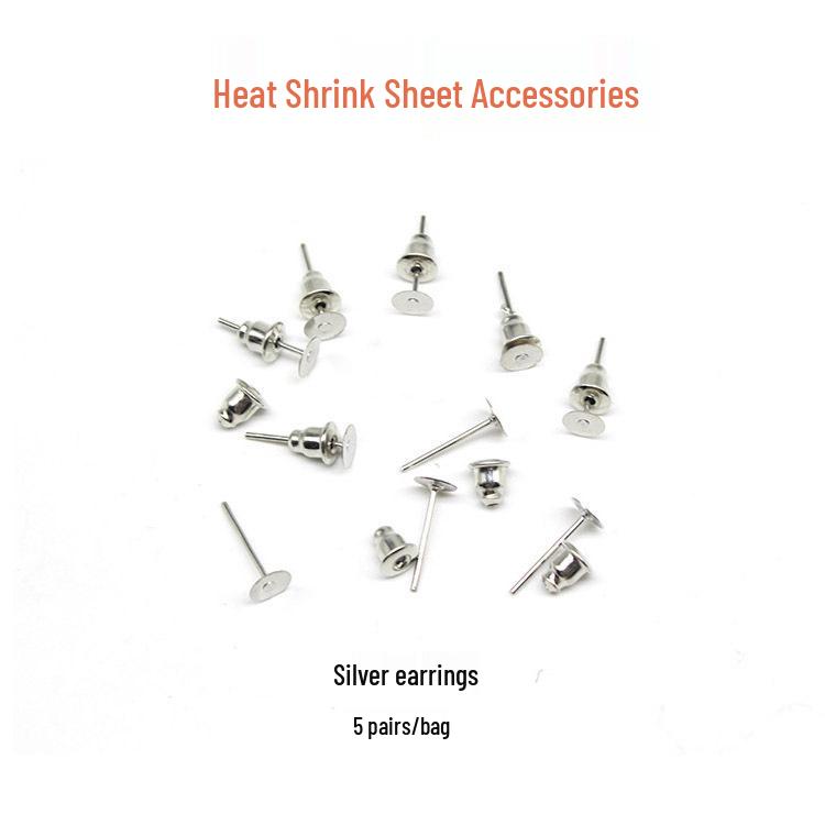Crystal Resin Heat Shrink Sheets for DIY Hand-Painted Jewelry & Silver Stick-On Earrings.