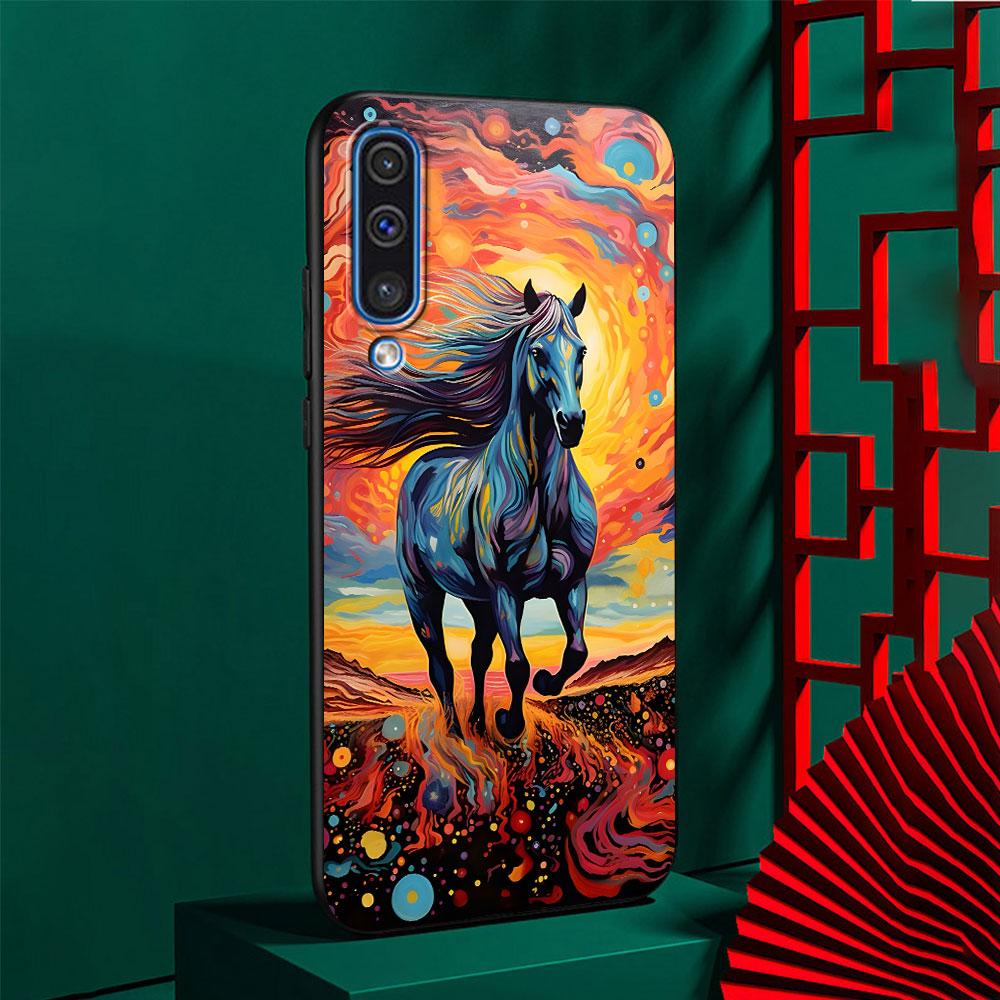 Horse Case for Samsung Galaxy A10s A50 A50s A02s A03s A20 A30 A20e A70 A70s A20s A30s A10 A40 A04 A04s A03 TPU Black Phone Cover