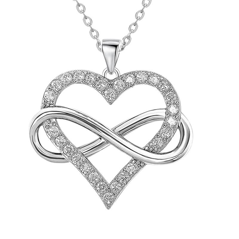 Elegant Infinity Love Heart Necklace with Rhinestone Clavicle Chain for Women