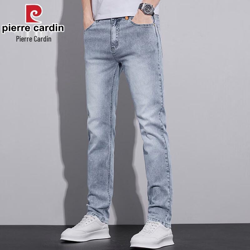 Pierre Cardin Men's Summer Light Wash Slim-Fit Straight-Leg Jeans
