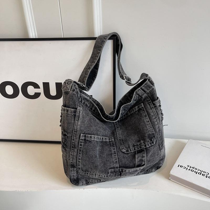 New large-capacity denim shoulder bag season new casual versatile fashion oblique span bag commuter women's bag