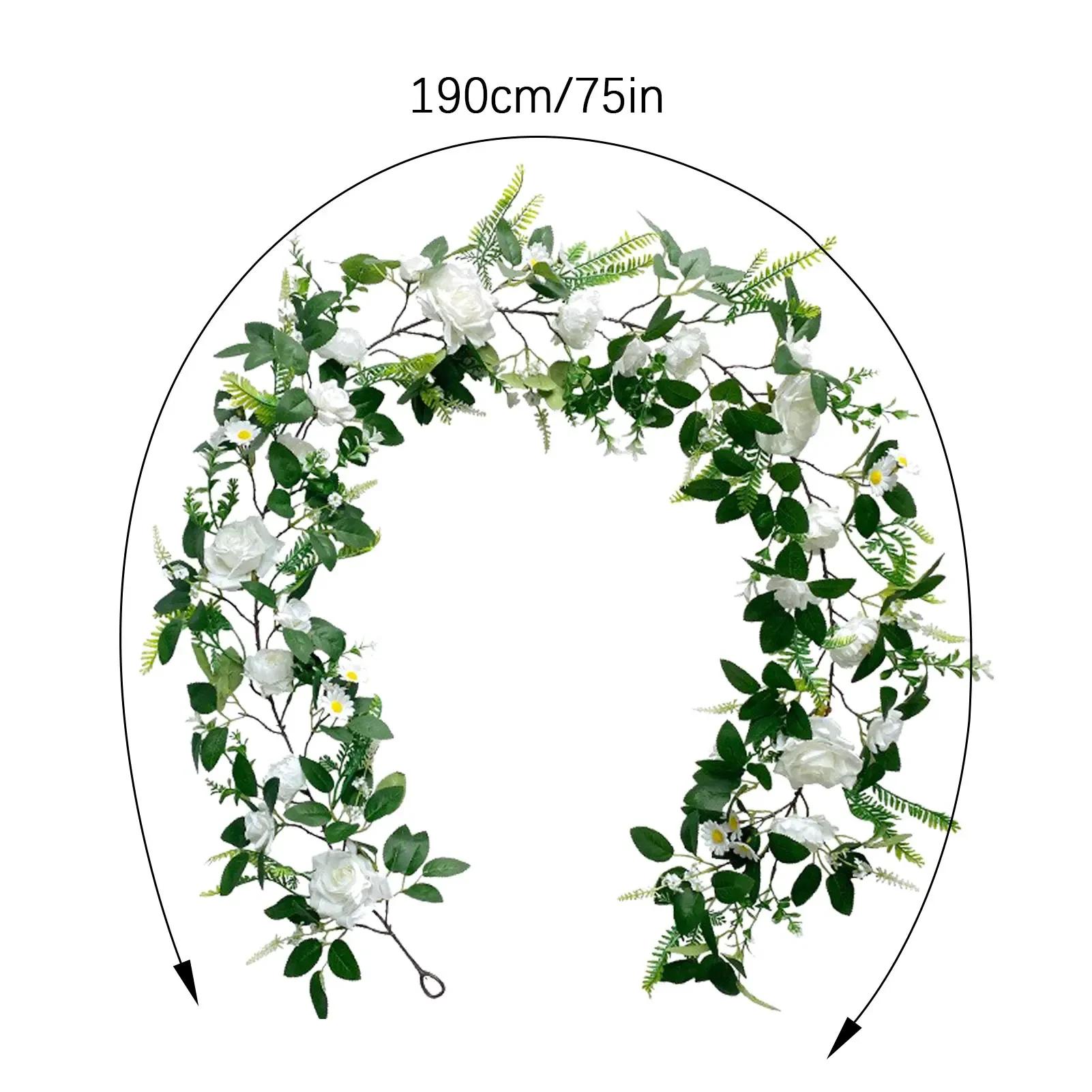 190cm Green Leaf Rose Vine Peony Silk Flower Green Plant Hang Flower Row Arrangement Wedding Backdrop Arch Welcome Sign Floral