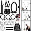 Fitness LAT Pulldown and Lift Pulley System Gym Pulldown Machine with Cable Triceps Extension Attachment Workout Biceps Curl Back Forearm Shoulder