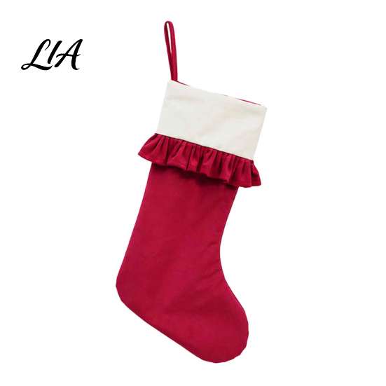 Decorative Xmas Stockings for Home Decor Large Ruffled Cuff Christmas Stockings, Thick Gift Sack with Hanging Elegant Tree Rope, Fireplace Candy