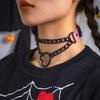 Necklace Chain Personality Twisted Chain Double Layer Faux Leather Sexy Gothic Punk Love Heart Pendant Collar Jewelry Accessory