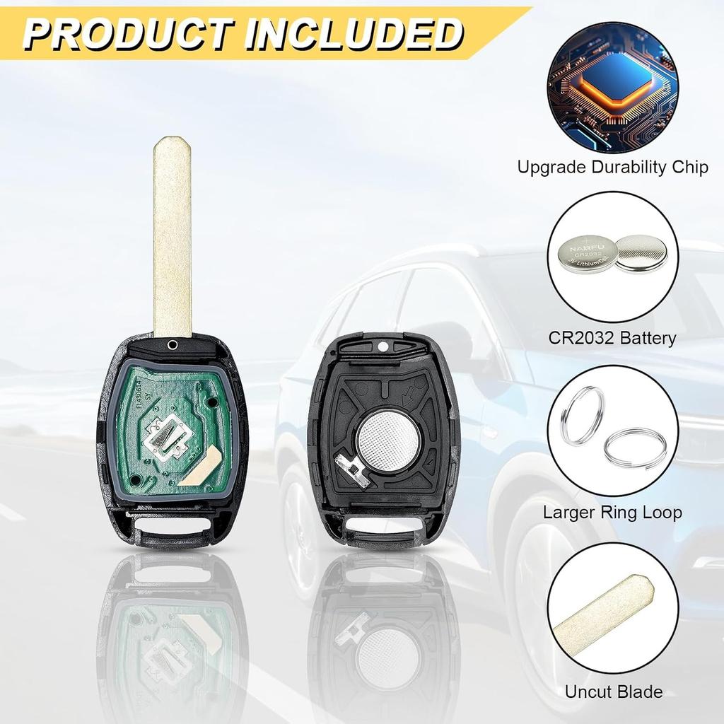 Key Fob Replacement for 2006-2013 Honda Civic EX Si Hybrid Car Keyless Entry Remote Control, N5F-S0084A N5F-A05TAA, 4 Buttons, 2Pcs