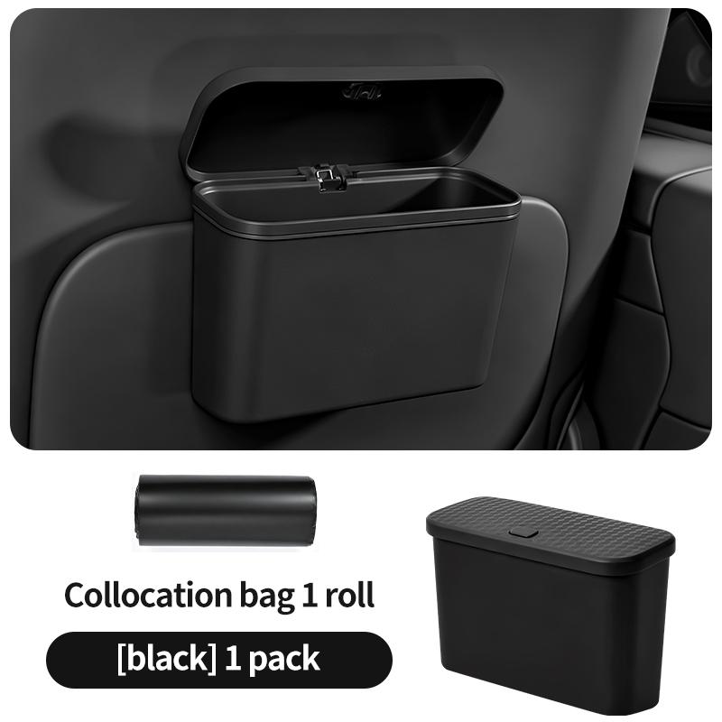 New Multifunctional Car Trash Can with Lid Button Hanging Storage Bin for Wet and Dry Use Car Interior Accessories Organizer Box
