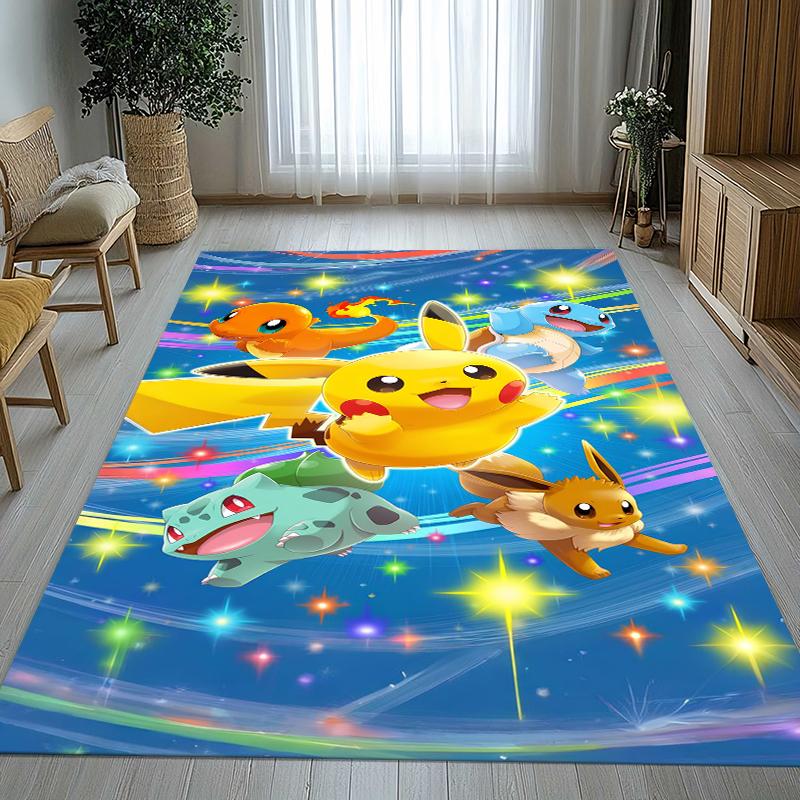 Kawaii Pokemon Pikachu Cartoon Living Room Non-Slip Area Rug Soft Carpet for Bedroom Kids Playroom Sofa,Home Decor Doormat Gift