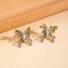 Korean Temperament Yellow Diamond-Encrusted Butterfly Stud Earrings Niche Sweet Small Fresh Earrings Women'S Light Luxury High-End Earrings