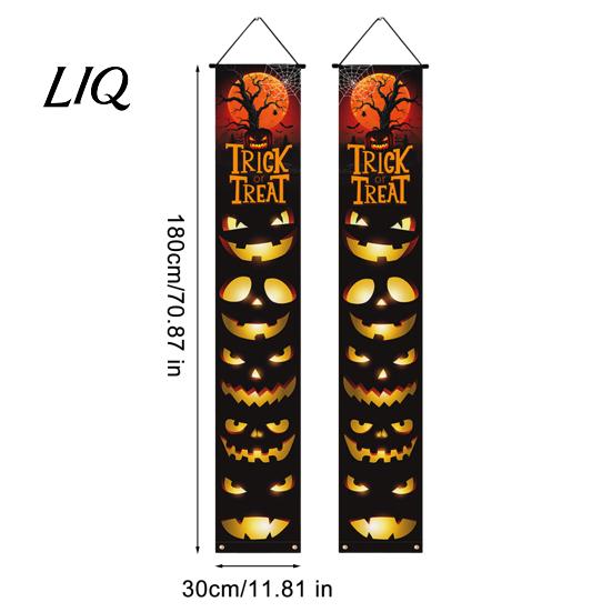 Festive Home Decor Halloween Porch Sign Banner, Pumpkin Ghost Party Awning Hanging Wall Decorative Holiday Banner Door Decoration, Front Wreath