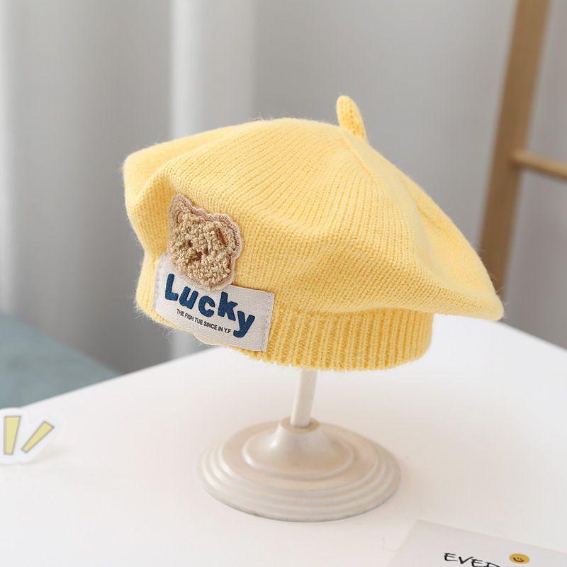 Λουλούδι Baby Beret Καπέλο Χειμερινό Ζεστό πλεκτό καπέλο Beanie για βρέφη κοριτσάκια Κορεάτικη Πριγκίπισσα νηπίων Καλλιτέχνης Μονόχρωμα καπέλα ζωγραφικής