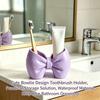 Bow Shaped Toothbrush Holder Plastic Countertop Organizer No Drill Bathroom Storage Stand for Family