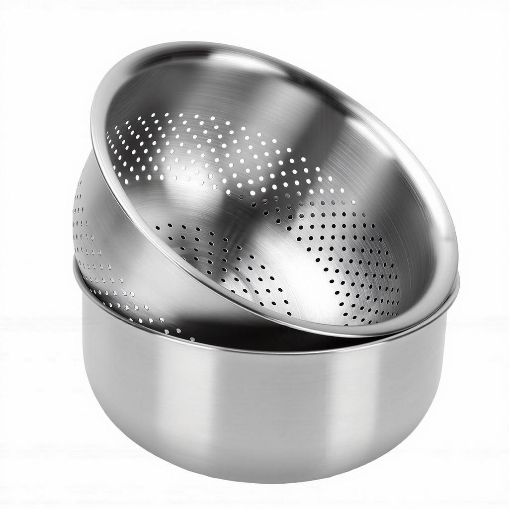 Stainless Steel Colander Bowl Set Vegetable Washing Basket Multipurpose Fruit Draining Basket for Kitchen