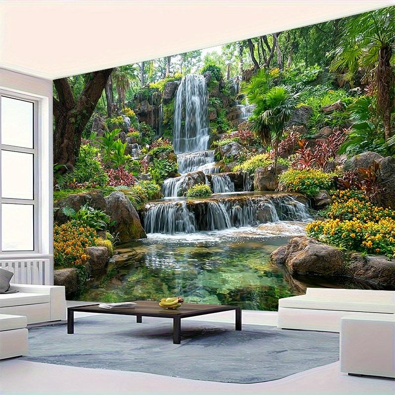 1pc Garden Waterfall Backdrop Tapestry - Polyester Fabric, Machine Washable, Suitable for Bedroom Living Room Decoration