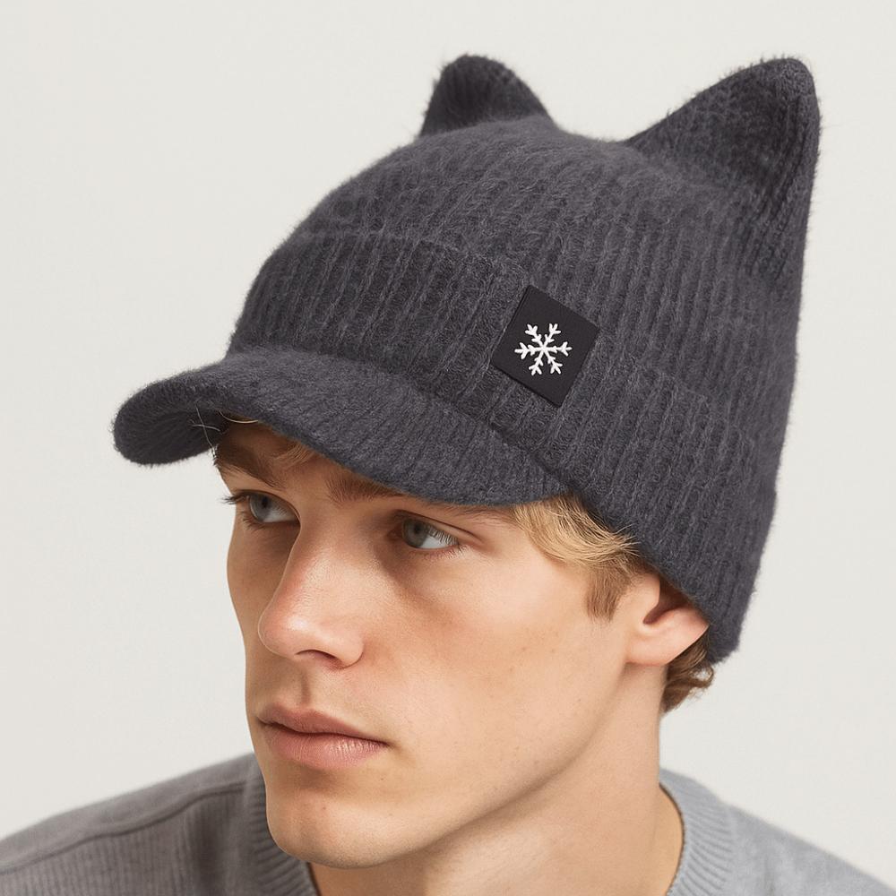 Trendy Candy Colors Winter Hat Cat Ear Shape Warm Faux Fur Hat Soft Cat Ear Beanie Winter Season