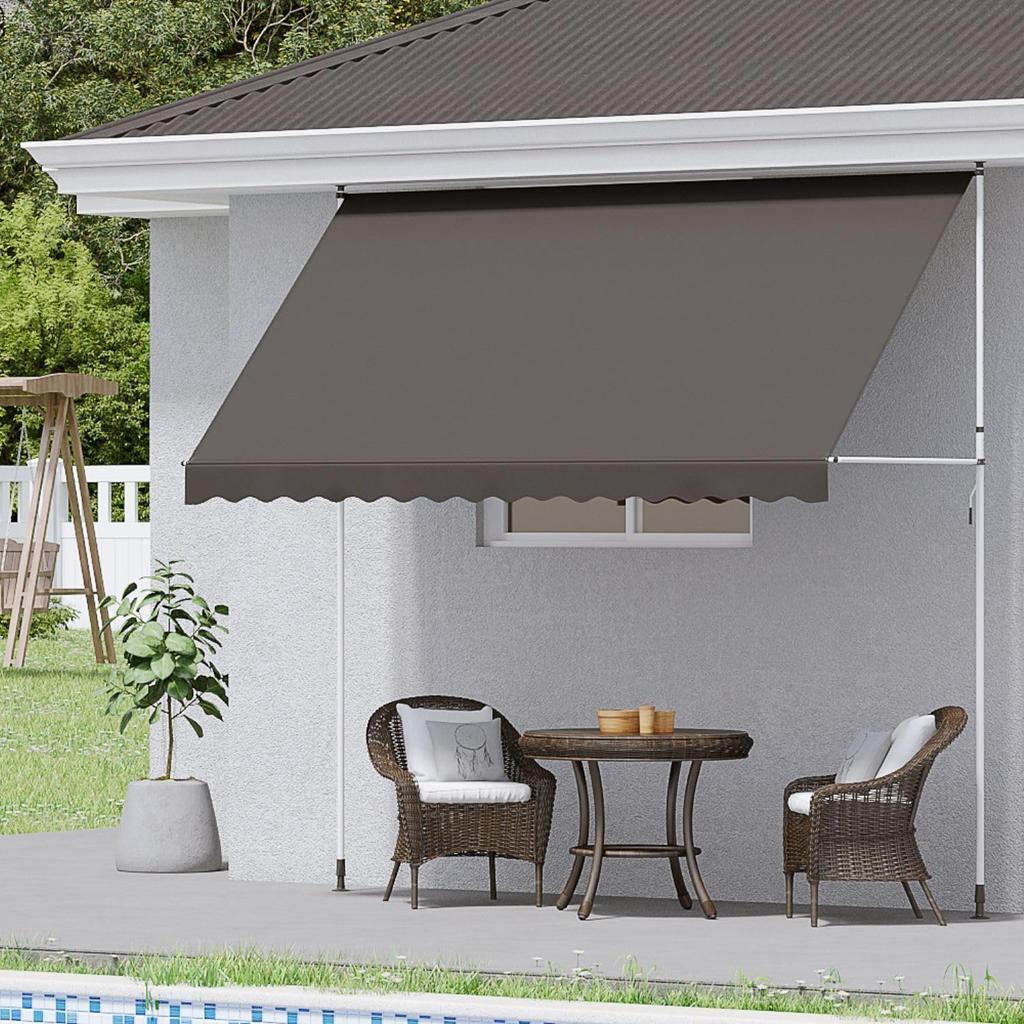YODOLLA Retractable Manual Awning 3m - UV Resistant, Easy Installation, Stable Aluminum Frame - Dark Gray