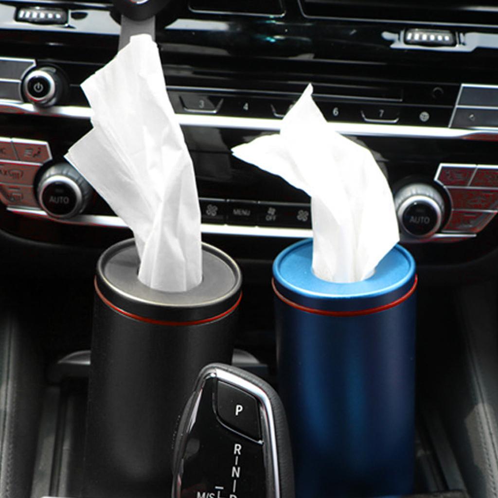 Creative Car Tissue Box Holder Frosted Aluminum Alloy Cup Holder Paper Towel Holder Auto Interior