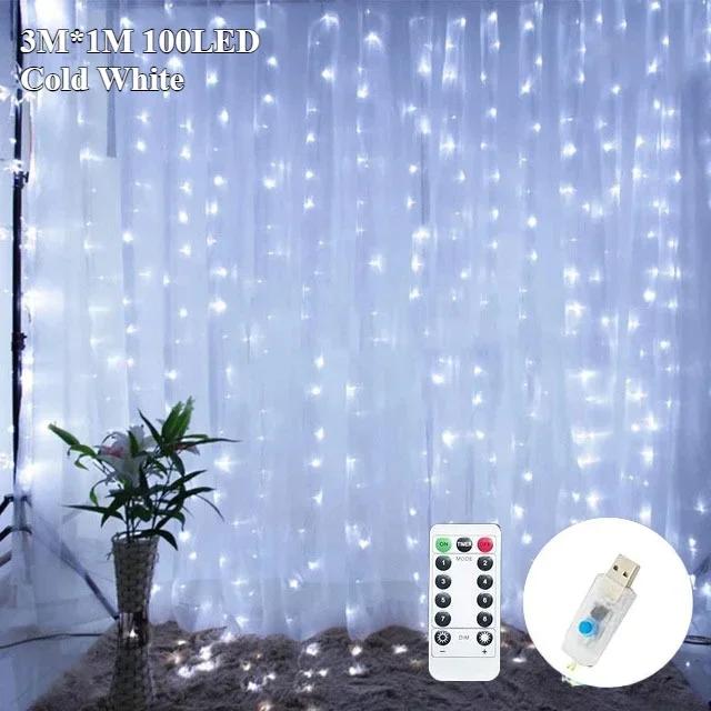 LED Curtain String Lights USB 5V Remote Control Fairy Lights Festoon Lamp 8 Modes Christmas Decoration For Home Wedding Lighting