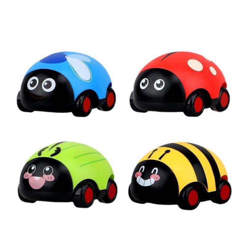 4Pcs Ladybug Shaped Vehicle For Cognitive Pull Back Car Non Battery Powered Fun For Parent Interaction Random Styles For Play