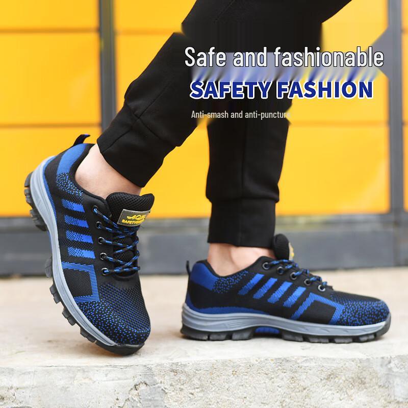 Anzuen Breathable Flyknit Safety Work Shoes 46
