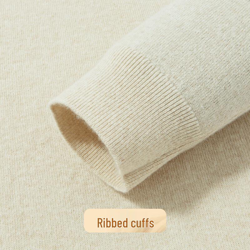 Futing Men's 300G Machine Washable 100% Cashmere Round Neck Sweater