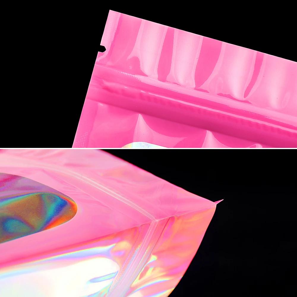 100pcs Color Holographic Sealing Ziplock Bags,Jewelry Necklaces Cosmetics Packaging Sachet,Packing Bags for Small Business