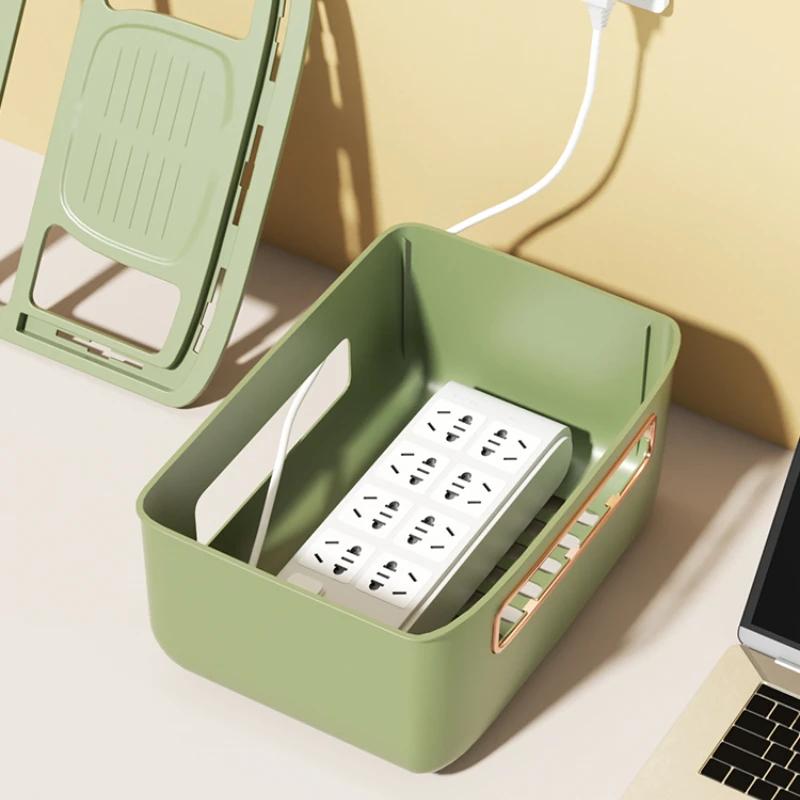 Nordic Stackable Desk Organizer Aesthetic Tv Wire And Cable Cover Storage Organizer Wifi Router Hidden Office Desk Accessories