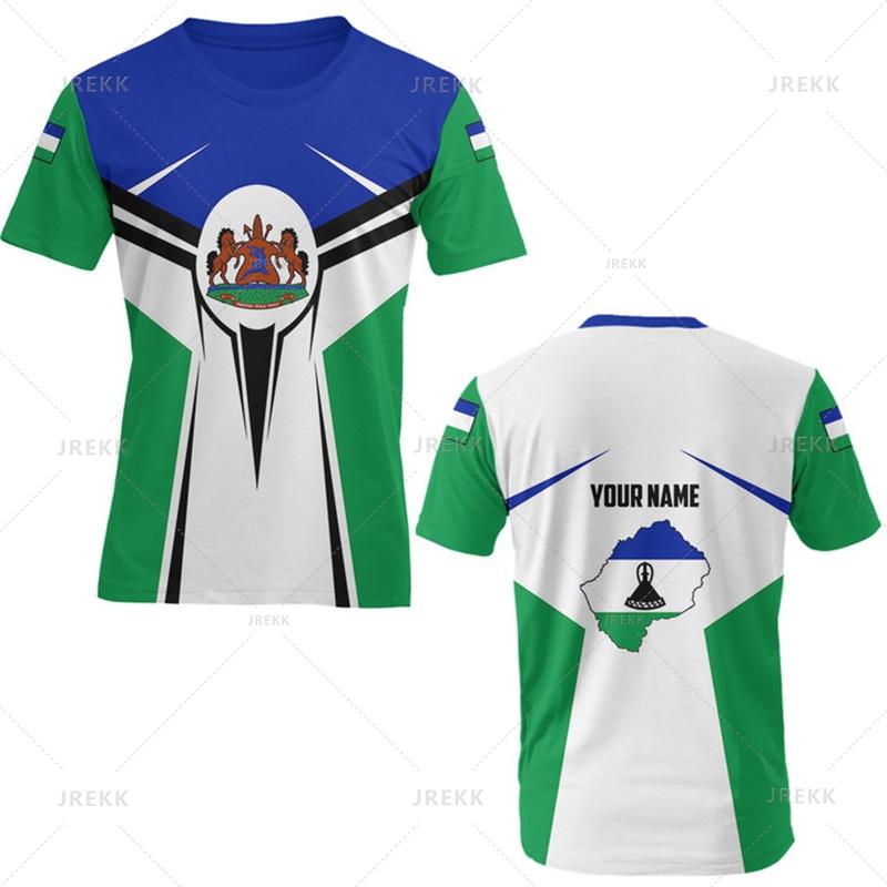 The RepublicOf Lesotho Map Flag 3D Printing T Shirt Lesotho Coat Of Arms Graphic Short Sleevs T Shirts Vintage Mens Clothing Top