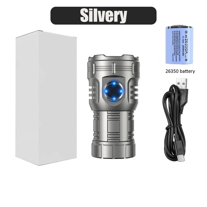High Bright 8 LED Flashlight Aluminum Alloy Tactical Flashlight 26350 Battery Type-C Rechargeable Magnet Emergency Lantern