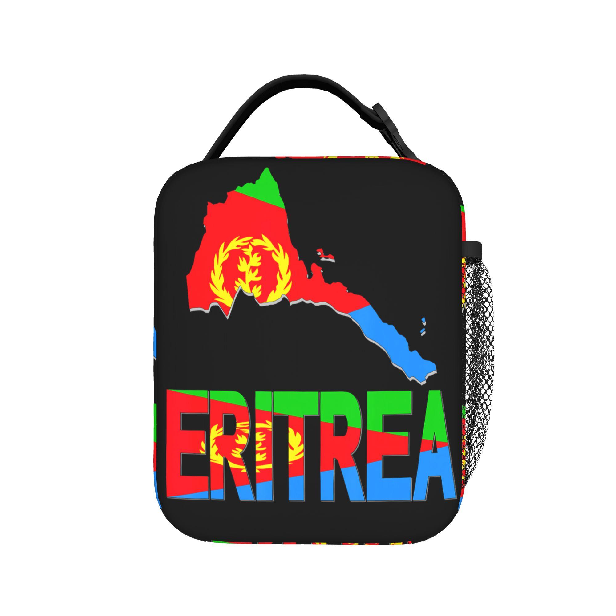 I Love Eritrea Flag in Eritrean Map Lunch Bag Love Eritrea Flag Map Portable Lunch Box Adult School Cooler Bag Tote Handbags One Size