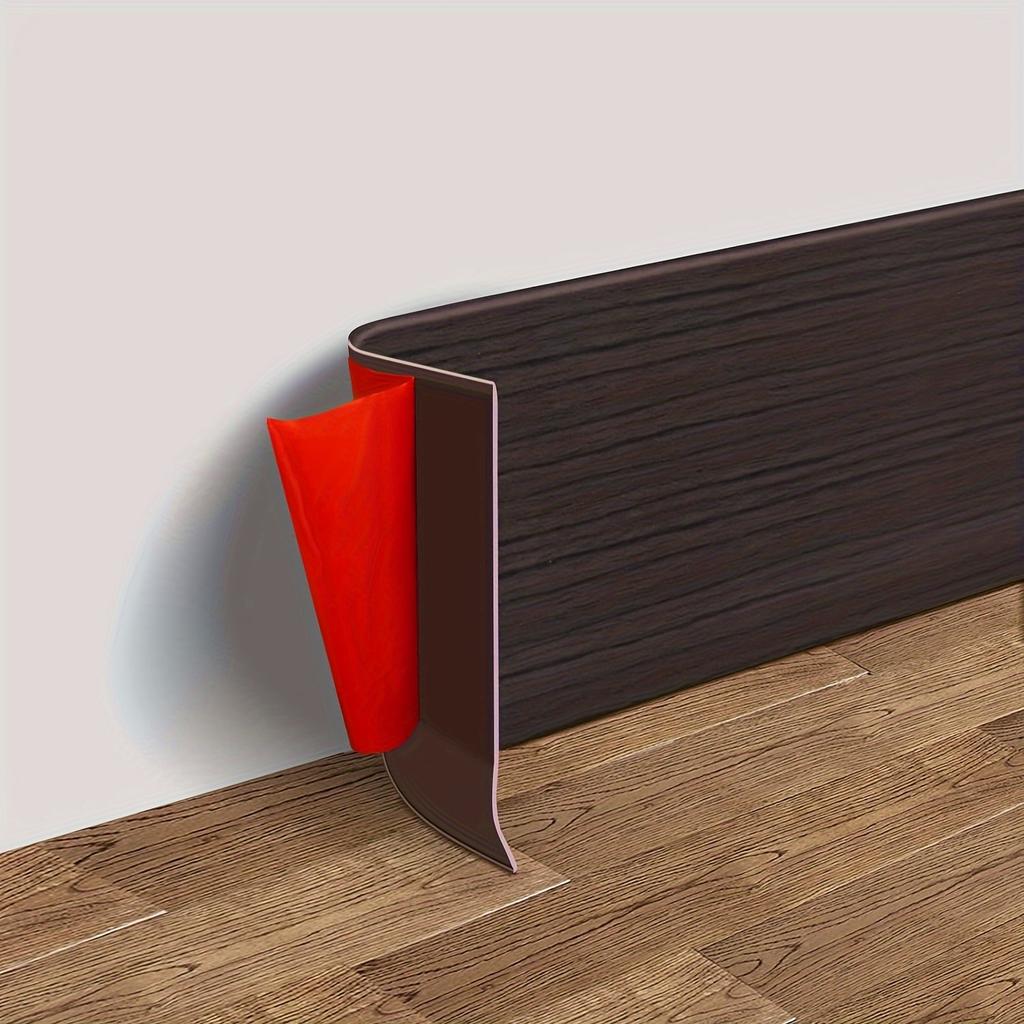 1Pc 2M Flexible Wall Base Baseboard Molding Trim Self-Adhesive Vinyl, Peel and Stick Cove Base, Rubber Wall Base Moulding Trim