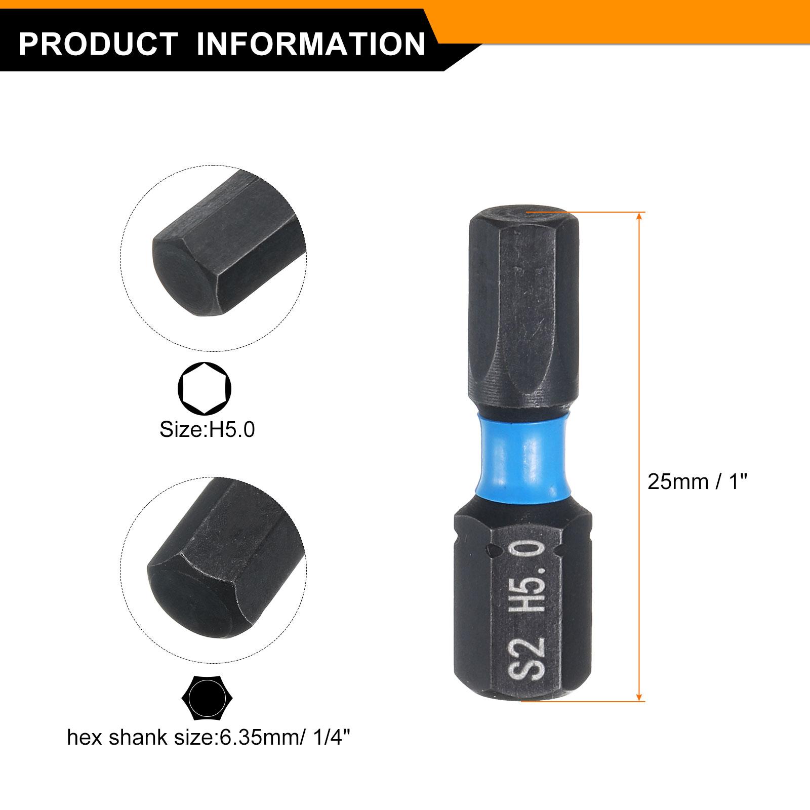 

2/4/8pcs H1.5 H2.0 H2.5 H3.0 H4.0 H5.0 H6.0 Hex Screwdriver Bit 1/4 Hex Shank 25mm/1 Length Magnetic Hexagon Head Hex Bits 2pcs