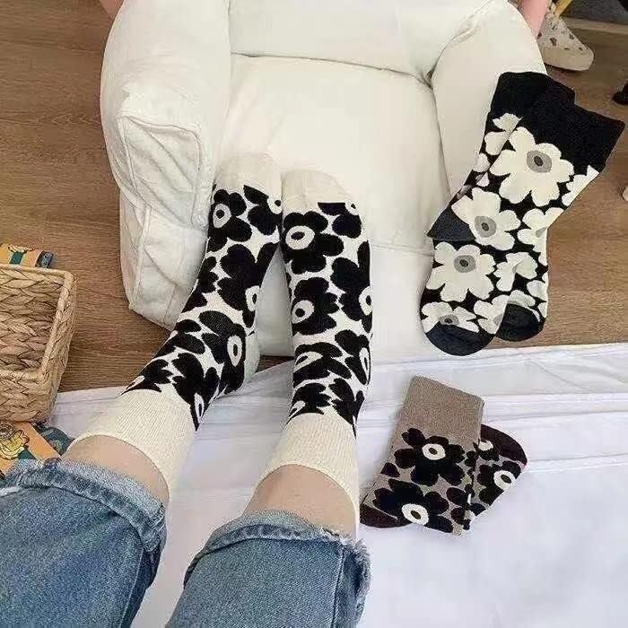3-piece set socks floral pattern Nordic combination free size