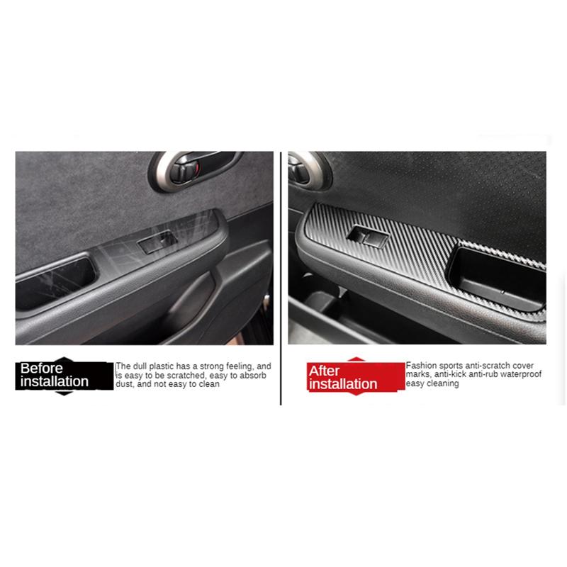 Car Carbon Decal Car Window Lift Button Switch Panel Stickers For Nissan TIIDA 2005-2010 Accessories-A87Q