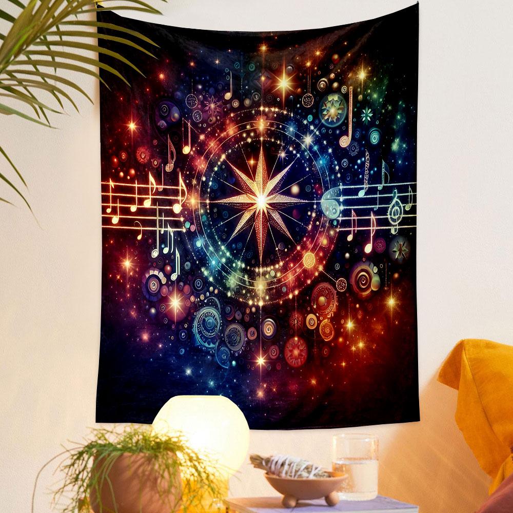 Starburst Music Galaxy Design Patterned Tapestry Home Decor, Suitable for Bedroom and Living Room, Gift