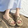 Fashion 2025 Summer New Fashion Elegant Casual Hollow Women's Shoes Solid Color Round Toe Lightweight Flat Heel Open Toe Sandals