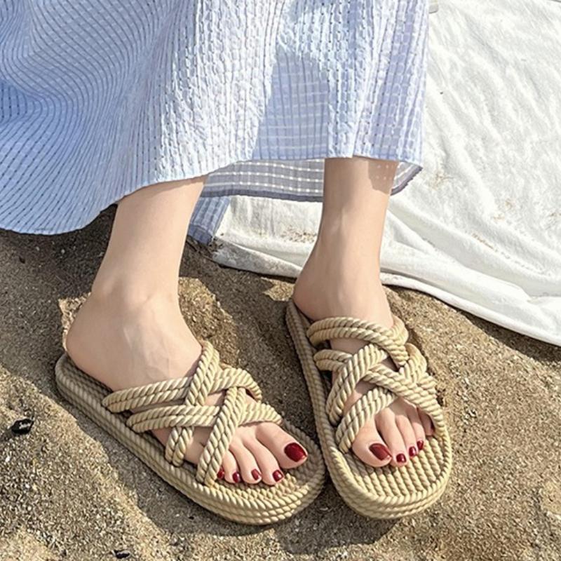 Fashion 2025 Summer New Fashion Elegant Casual Hollow Women's Shoes Solid Color Round Toe Lightweight Flat Heel Open Toe Sandals