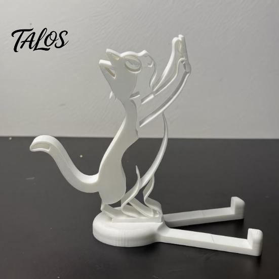 Zakřivený stojánek na telefon pro zvedání 3D tištěný držák na mobil, Jednodílný tvarovaný stojan, Stabilní podpora Tvar lezoucí kočky pro sledování videí Stojan pro