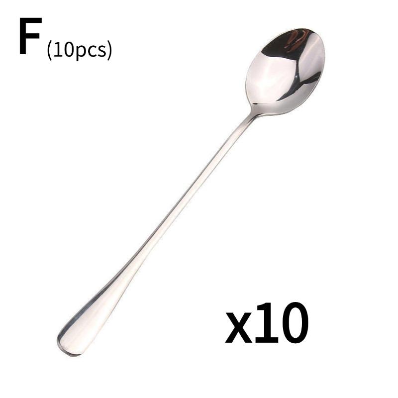 5/10pcs Stainless Steel Long Handle Ice Tea Spoon Coffee Spoon Ice Cream Stirring Spoon Household Kitchen Accessories