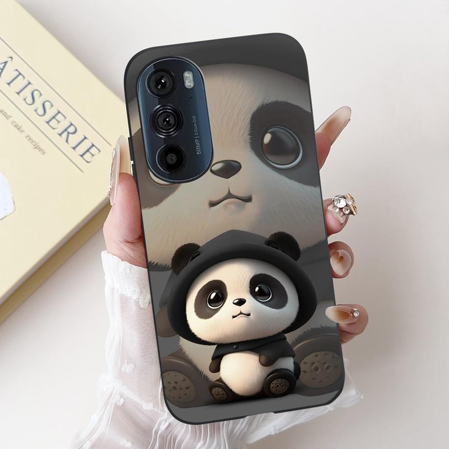 For Motorola Edge 30 Pro Case XT2201-1 Cover Lovely Panda Bowknot Silicone Shockproof Cover For Moto Edge Plus 2022 Edge30 Funda