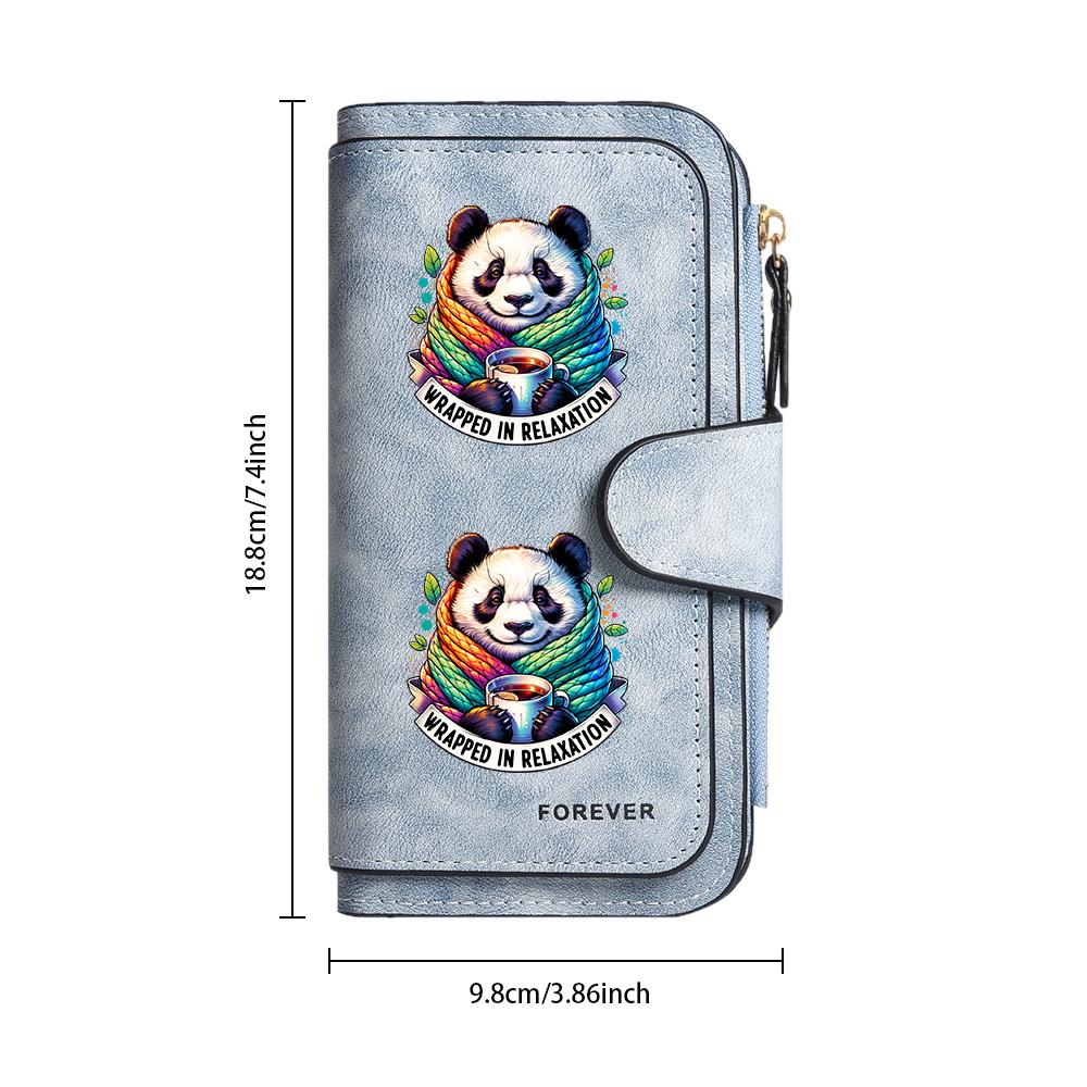 Cute Panda Printed Long Wallet Casual Large Capacity Faux Leather Purse